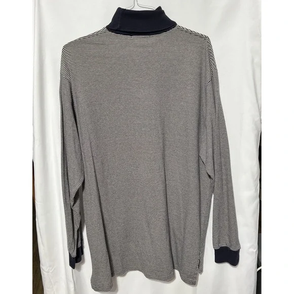 Vtg Polo Ralph Lauren Men's Long Sleeve Y2K Striped Turtleneck Large Preppy Pony - Picture 3 of 9